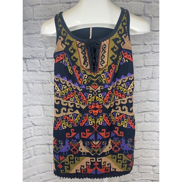 Free People Embroidered Dress Tribal Dress Serves You Right Size 2 - Picture 2 of 10